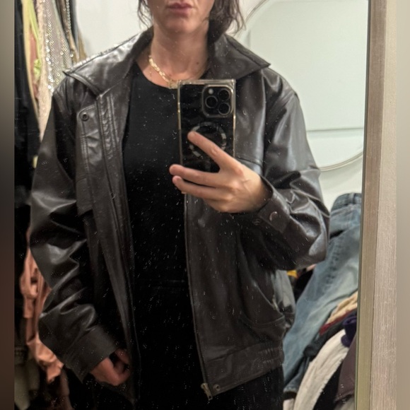 💯 Authentic Playboy Brown Leather Bomber Jacket - Picture 11 of 13